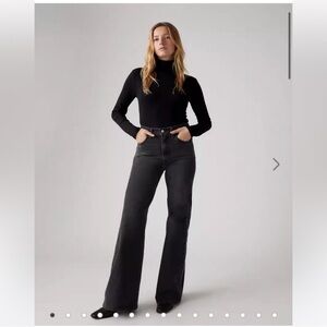 Levi's Ribcage Bell Black Denim Jeans 30